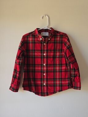 Old Navy Red and Black Plaid Button-Down Shirt for Kids